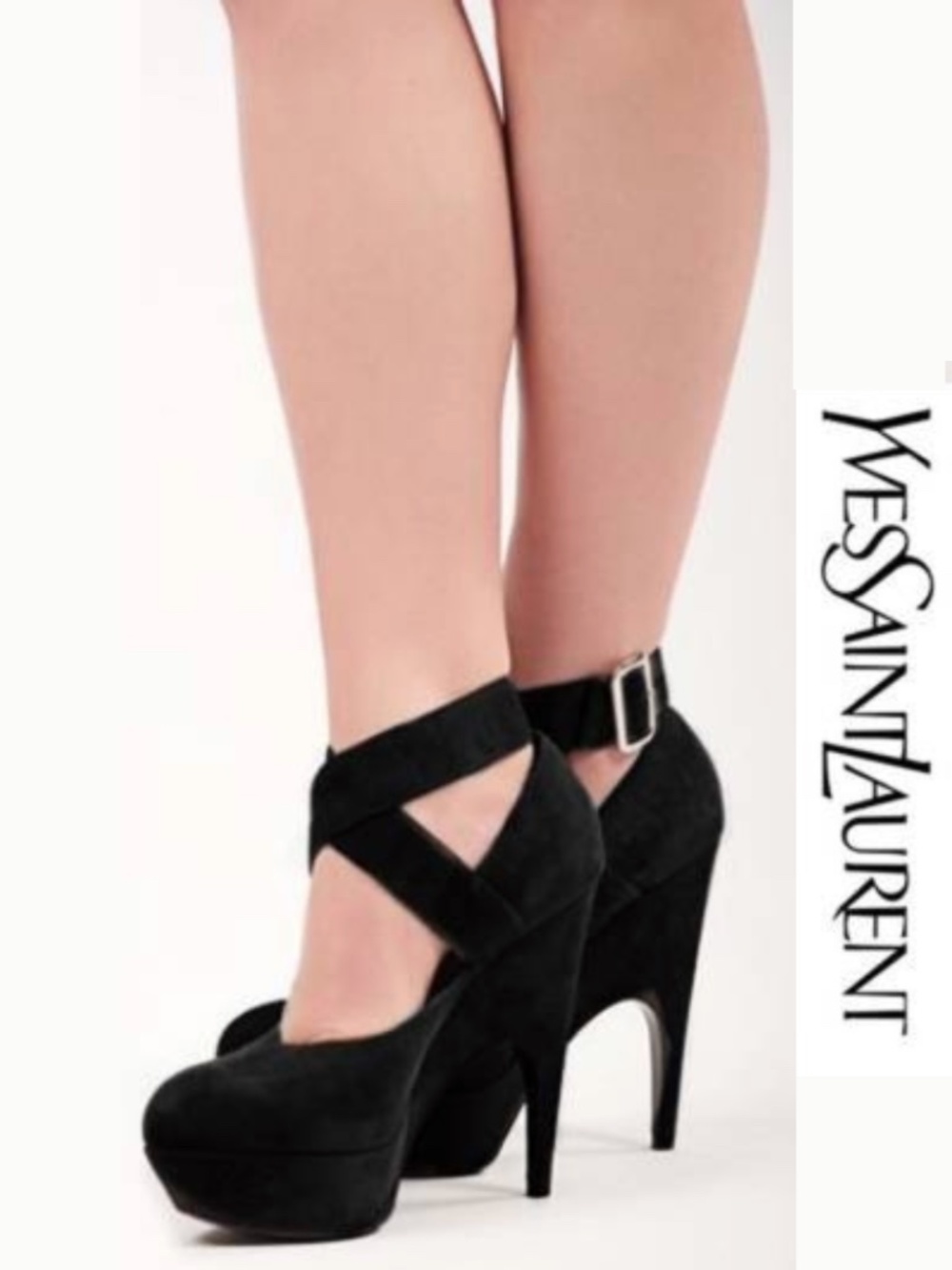 YSL - Imperiale Suede Platform Ankle Strap Heels - Picture 3 of 16
